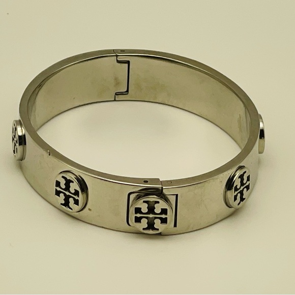 Tory Burch Stylish Silvertone Hinge Bracelet - Picture 3 of 6